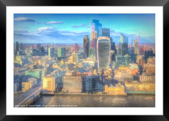 City Of london Cartoon Style Framed Mounted Print by David Pyatt