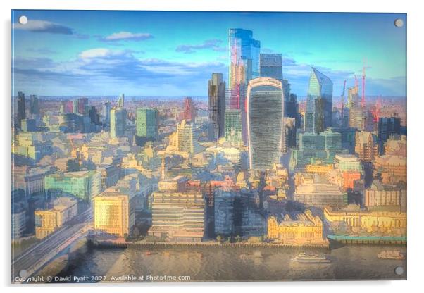City Of london Cartoon Style Acrylic by David Pyatt