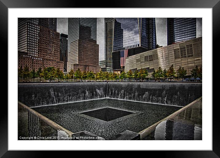 9/11 Memorial, Ground Zero, NYC Framed Mounted Print by Chris Lord