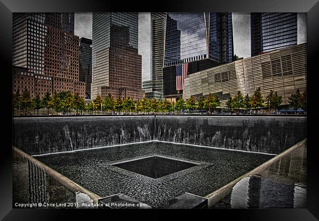 9/11 Memorial, Ground Zero, NYC Framed Print by Chris Lord