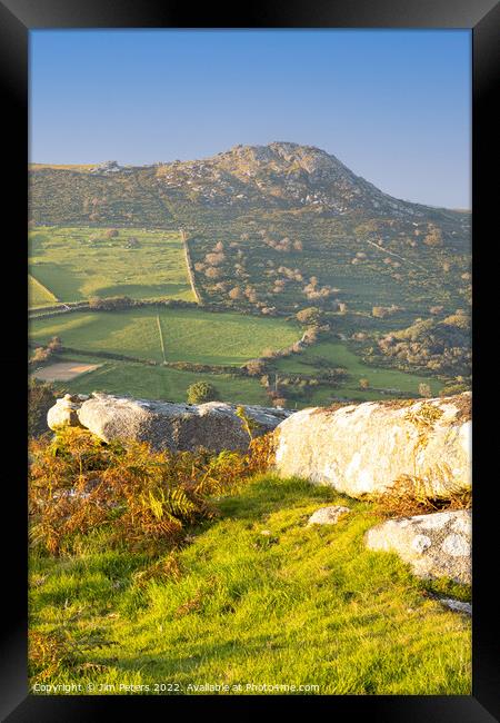 Sharp tor from Stowes Hill Bodmin Moor Framed Print by Jim Peters