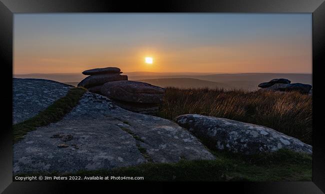 Sunset from Stowes Hill Bodmin Moor Cornwall Framed Print by Jim Peters