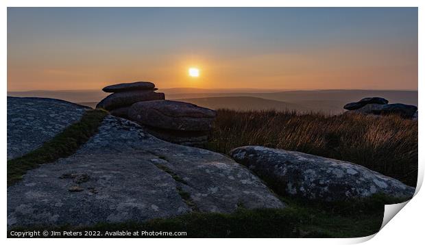 Sunset from Stowes Hill Bodmin Moor Cornwall Print by Jim Peters