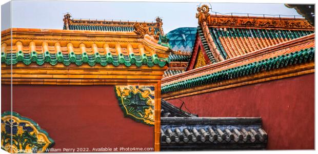 Walls Manchu Imperial Palace Shenyang Liaoning China Canvas Print by William Perry