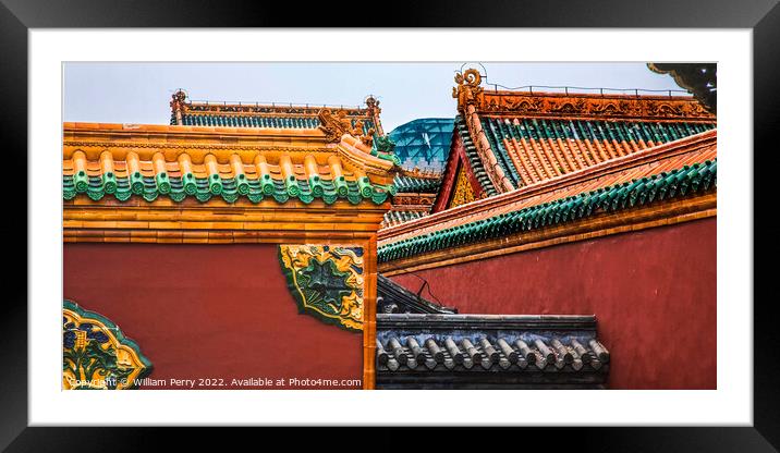 Walls Manchu Imperial Palace Shenyang Liaoning China Framed Mounted Print by William Perry