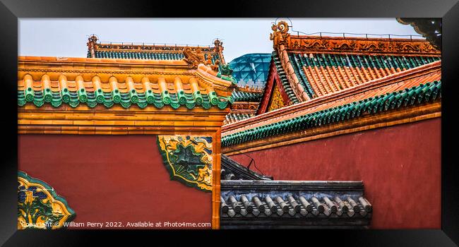 Walls Manchu Imperial Palace Shenyang Liaoning China Framed Print by William Perry