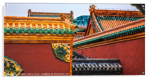 Walls Manchu Imperial Palace Shenyang Liaoning China Acrylic by William Perry
