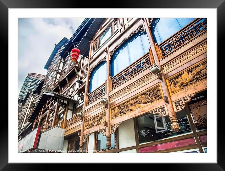 Old Chinese Buildings Hongya Complex Chongqing Sichuan China Framed Mounted Print by William Perry