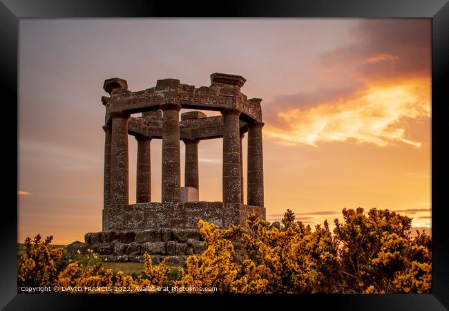 Golden Sunrise Over Stonehaven War Memorial Framed Print by DAVID FRANCIS