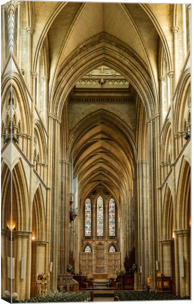 Interior aisle to altar in Truro cathedral in Cornwall Canvas Print by Steve Heap