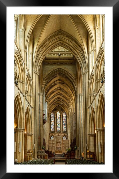 Interior aisle to altar in Truro cathedral in Cornwall Framed Mounted Print by Steve Heap