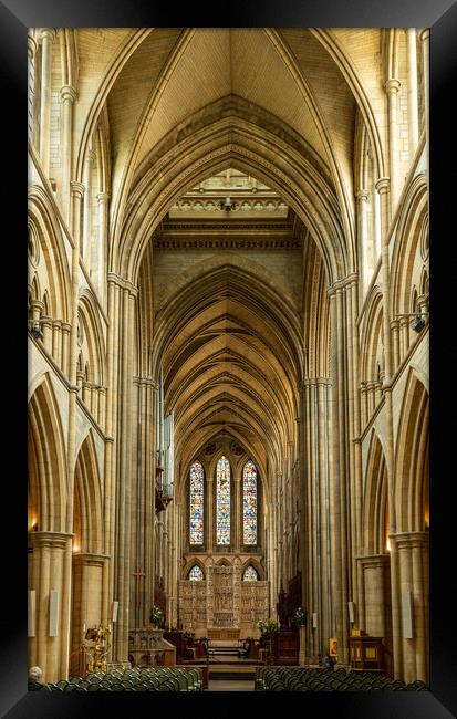 Interior aisle to altar in Truro cathedral in Cornwall Framed Print by Steve Heap