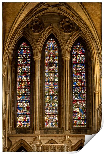 Stained glass window in Truro cathedral in Cornwall Print by Steve Heap