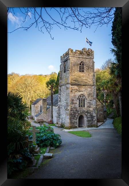 St Just in Roseland parish church in Cornwall UK Framed Print by Steve Heap