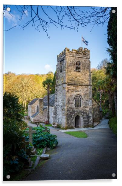 St Just in Roseland parish church in Cornwall UK Acrylic by Steve Heap