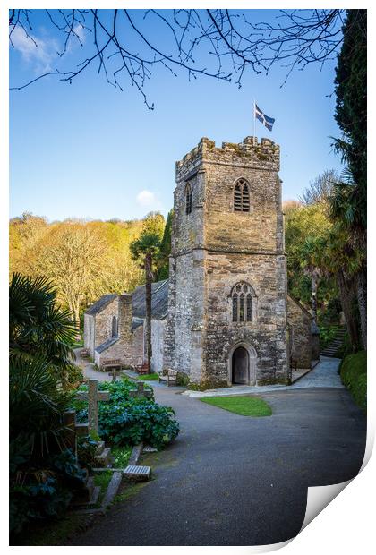 St Just in Roseland parish church in Cornwall UK Print by Steve Heap