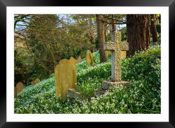 St Just in Roseland parish church in Cornwall UK Framed Mounted Print by Steve Heap