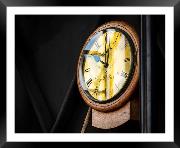 Timeless Elegance: Antique Lighthouse Clock Framed Mounted Print by Steve Heap