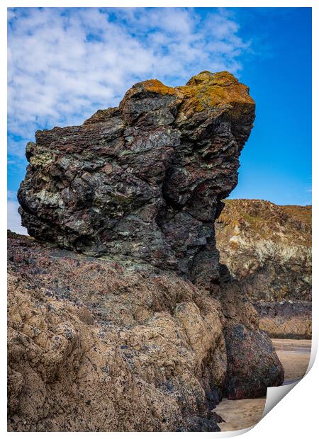Unusual rock formation at Kynance Cove near the Lizard in Cornwa Print by Steve Heap