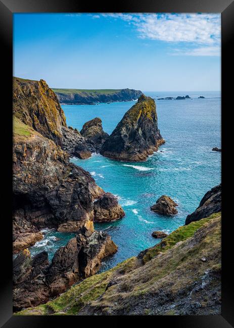 View towards the Lizard from Kynance Cove in Cornwall Framed Print by Steve Heap
