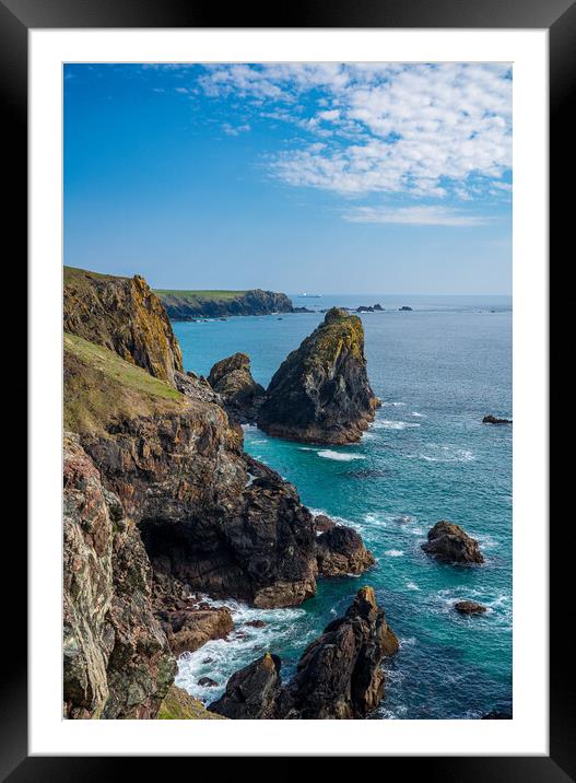 View towards the Lizard from Kynance Cove in Cornwall Framed Mounted Print by Steve Heap