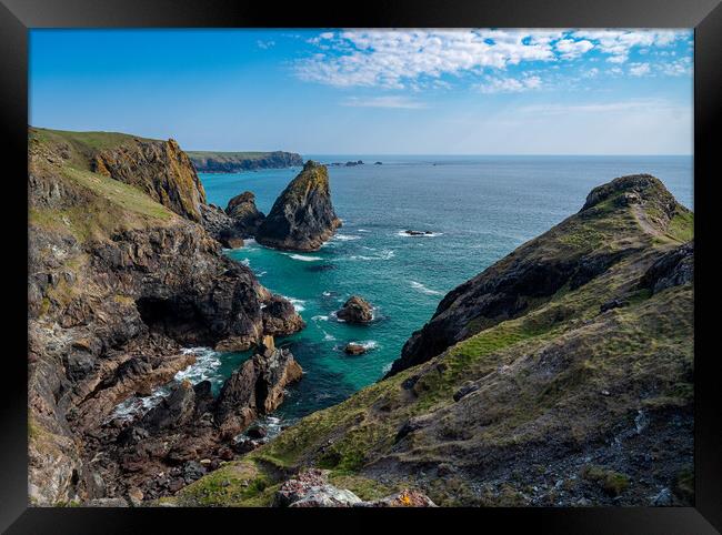 View towards the Lizard from Kynance Cove in Cornwall Framed Print by Steve Heap