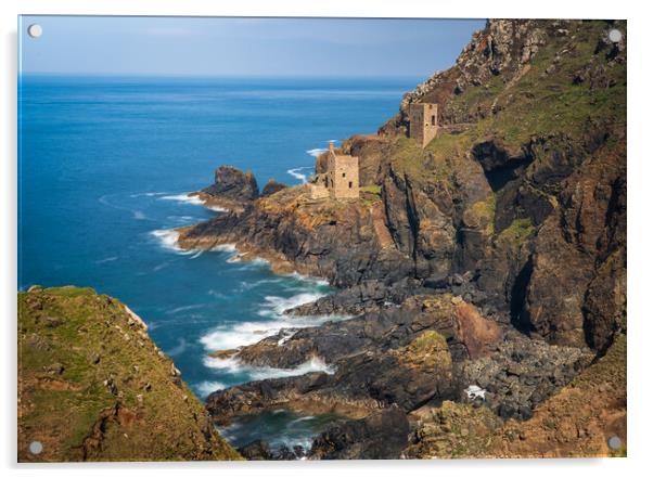 Long duration image of the ruins at Botallack tin mine Acrylic by Steve Heap