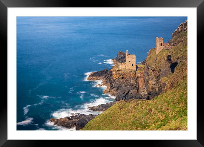 Long duration image of the ruins at Botallack tin  Framed Mounted Print by Steve Heap