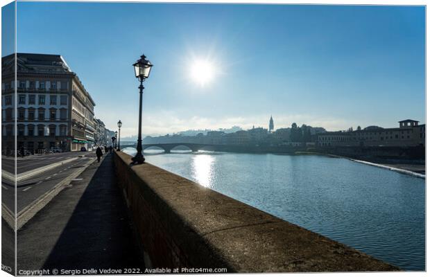 Riverside of Arno river in Florence, Italy Canvas Print by Sergio Delle Vedove