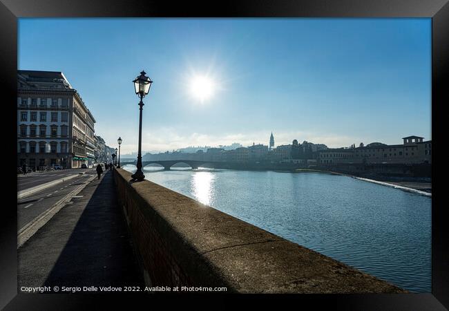 Riverside of Arno river in Florence, Italy Framed Print by Sergio Delle Vedove