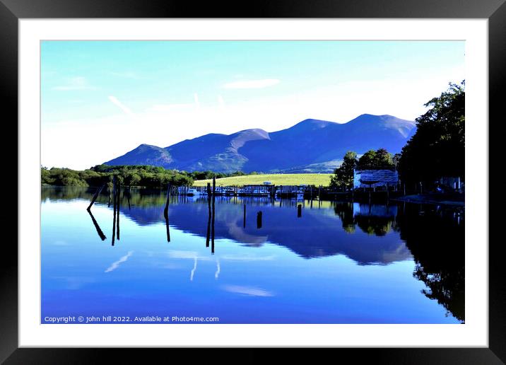 Skiddaw mountain from Derwent water, Keswick, Cumbria. Framed Mounted Print by john hill