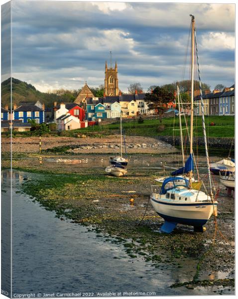 Golden Sunset in Historic Welsh Coastal Town Canvas Print by Janet Carmichael
