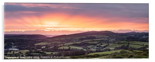 Panoramic Dartmoor Sunrise Acrylic by Bruce Little