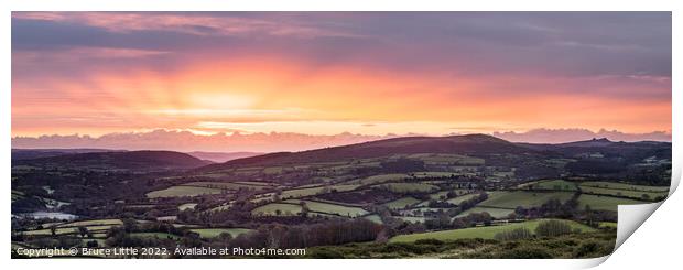 Panoramic Dartmoor Sunrise Print by Bruce Little