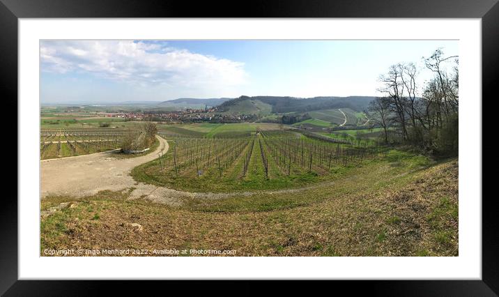 Vineyard panorama in Bavaria in early spring  Framed Mounted Print by Ingo Menhard
