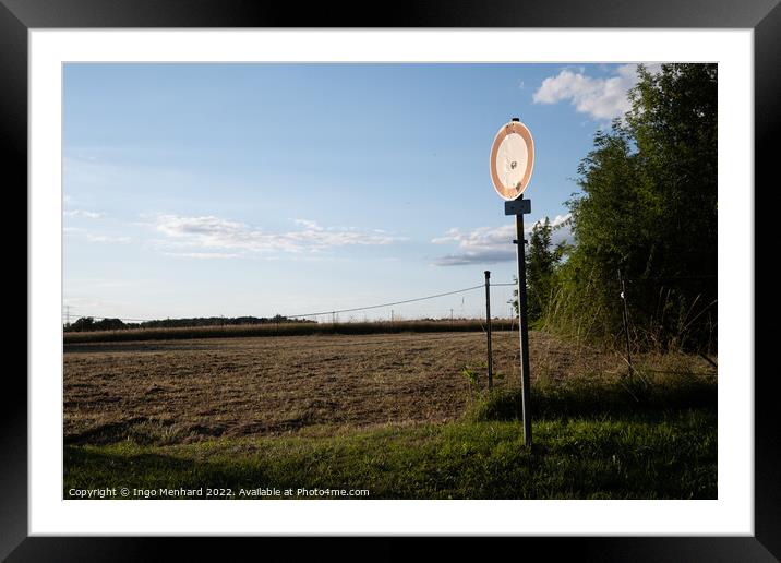 'no vehicle' road sign in an agricultural field Framed Mounted Print by Ingo Menhard