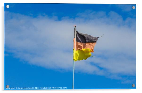 German national flag in front of blue sky Acrylic by Ingo Menhard