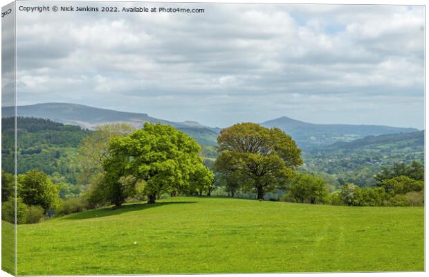 View to the Sugarloaf and Trees Brecon Beacons Canvas Print by Nick Jenkins