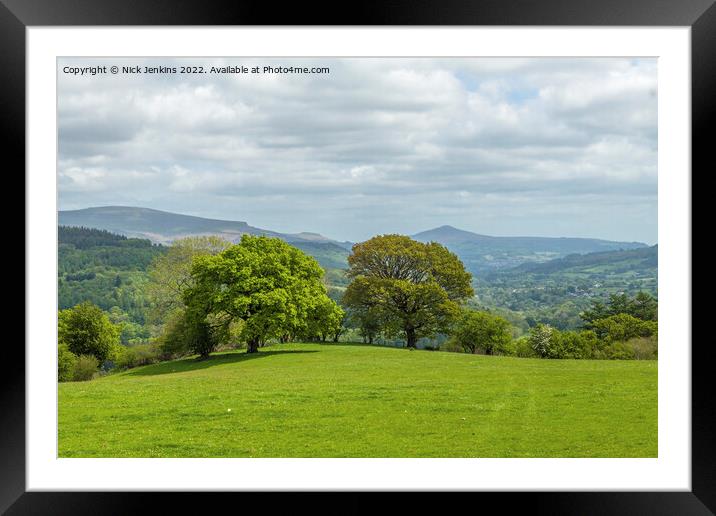 View to the Sugarloaf and Trees Brecon Beacons Framed Mounted Print by Nick Jenkins