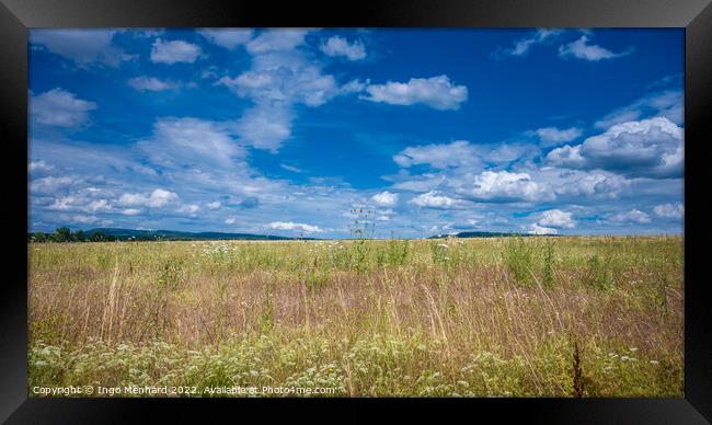 Beautiful shot of a meadow under a cloudy sky Framed Print by Ingo Menhard