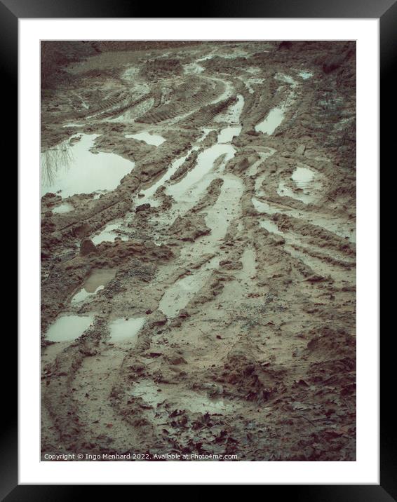 Vertical shot of mud puddles after rain Framed Mounted Print by Ingo Menhard