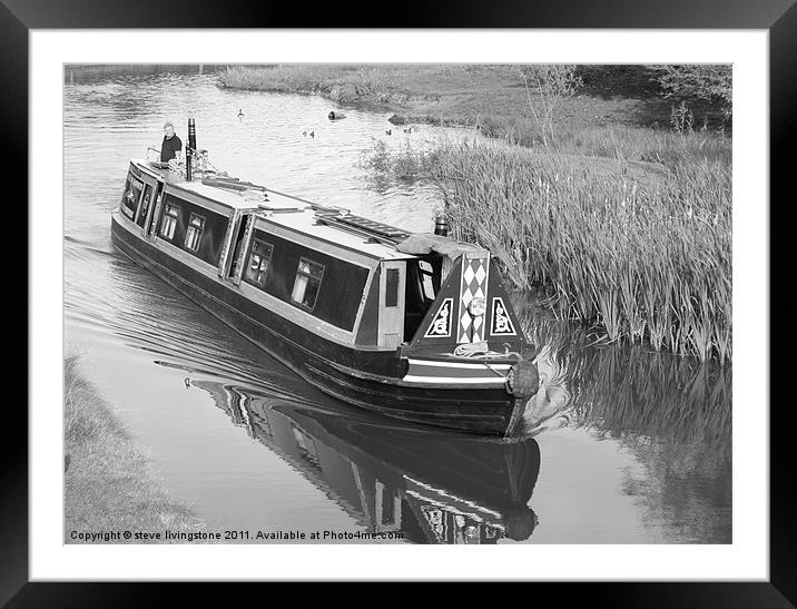 narrow boat on Macclesfield canal Framed Mounted Print by steve livingstone