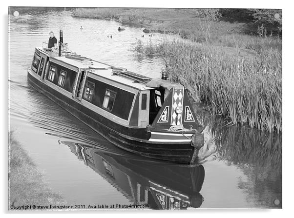 narrow boat on Macclesfield canal Acrylic by steve livingstone