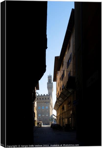 Palazzo Vecchio medieval building in Florence, Italy Canvas Print by Sergio Delle Vedove