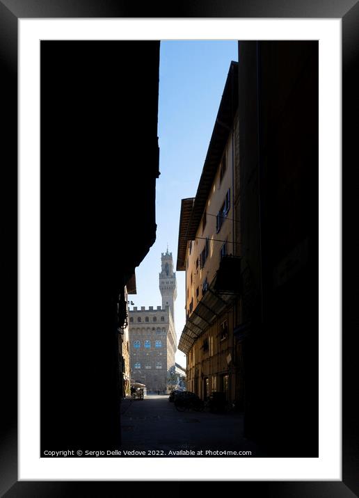 Palazzo Vecchio medieval building in Florence, Italy Framed Mounted Print by Sergio Delle Vedove