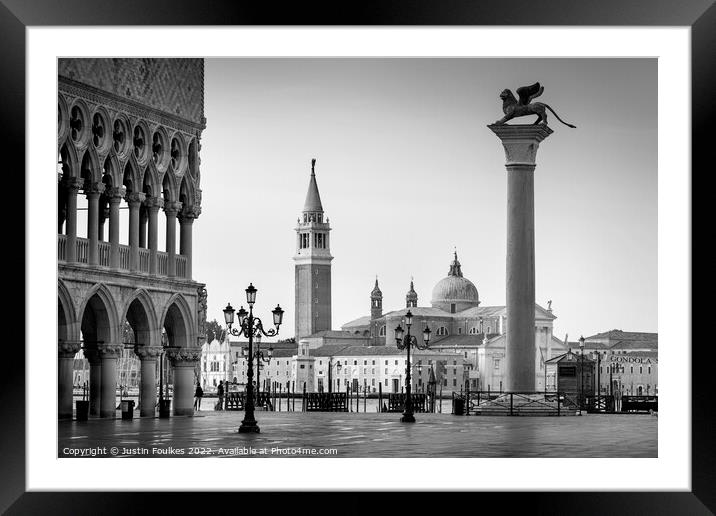 San Giorgio Maggiore from St Mark's Square, Venice Framed Mounted Print by Justin Foulkes