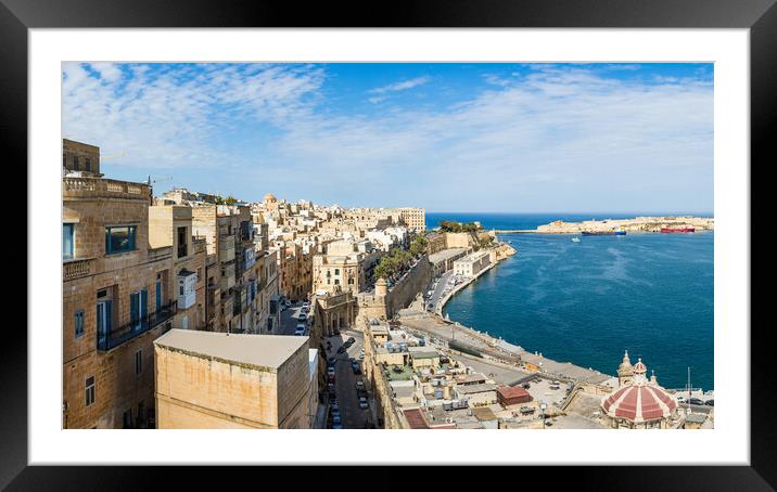 Valletta waterfront panorama Framed Mounted Print by Jason Wells