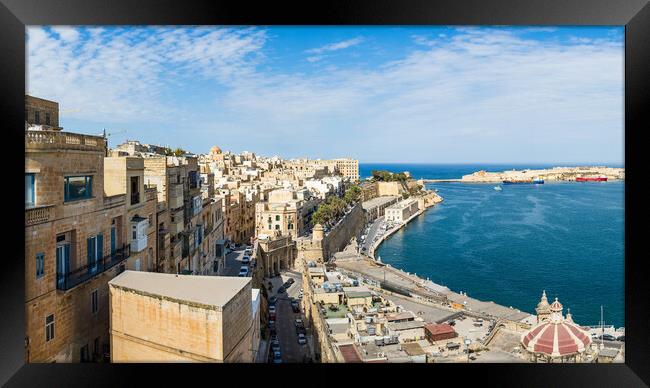 Valletta waterfront panorama Framed Print by Jason Wells