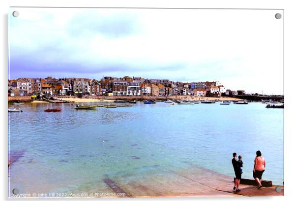 St. Ives harbour, Cornwall, UK. Acrylic by john hill