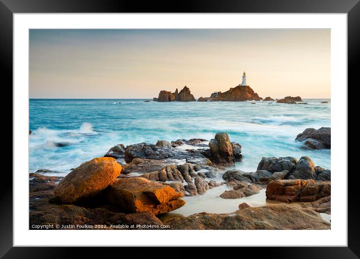 La Corbiére lighthouse, Jersey, Channel Islands Framed Mounted Print by Justin Foulkes